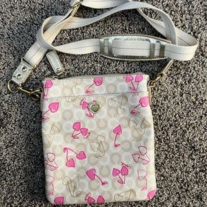 Coach crossbody, limited edition print pink satin interior never used